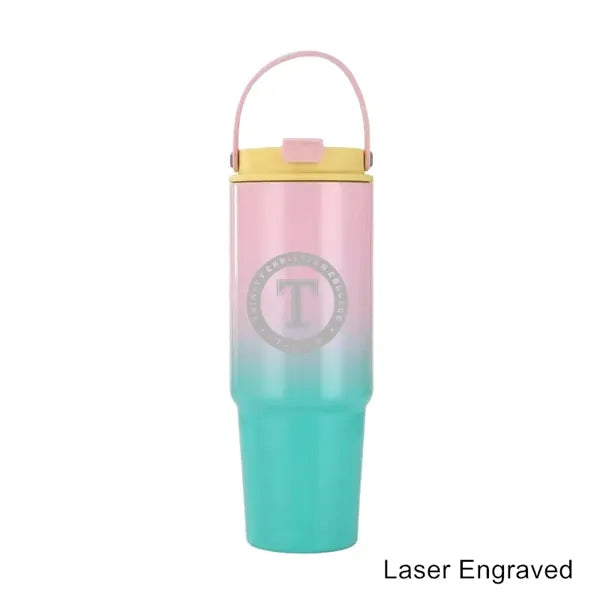 30 oz Insulated Tumbler Travel Mug with Handle and Straw