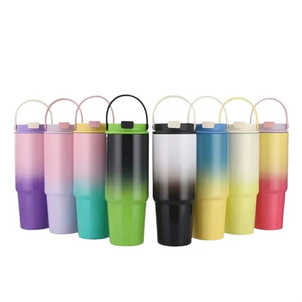 30 oz Insulated Tumbler Travel Mug with Handle and Straw