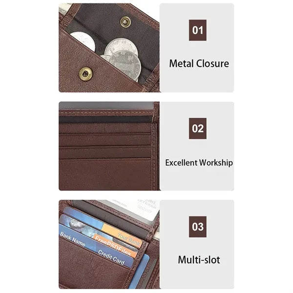 Genuine Leather Card Holder Purse Wallet with Coin Pocket