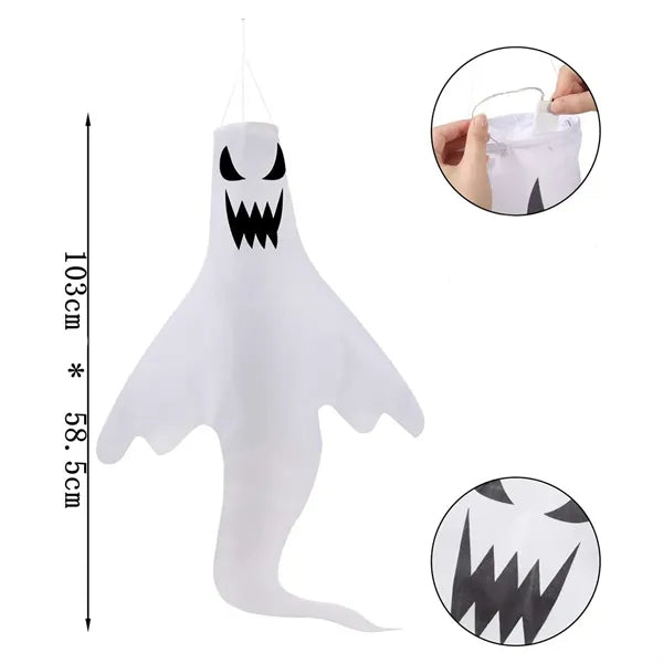 Halloween Ghost Windsock Flag with LED Lights