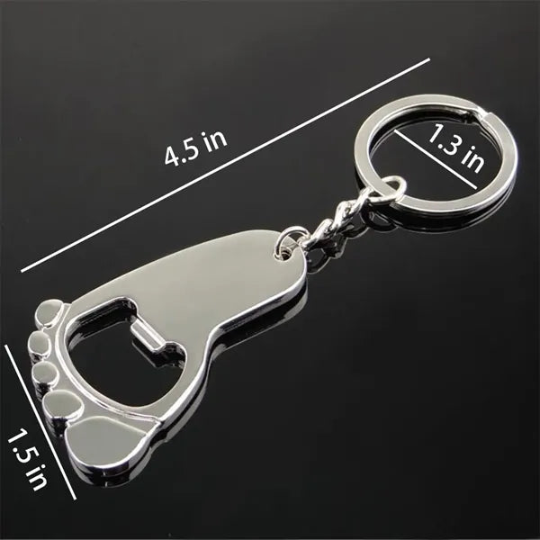 Creative Foot Shaped Metal Keychain Bottle Opener Key Ring