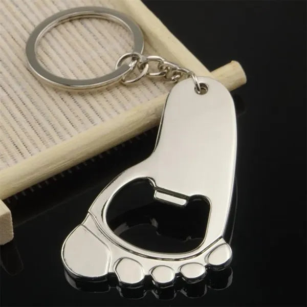 Creative Foot Shaped Metal Keychain Bottle Opener Key Ring