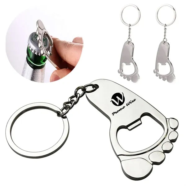 Creative Foot Shaped Metal Keychain Bottle Opener Key Ring