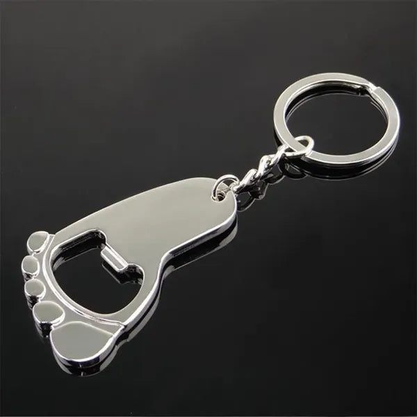 Creative Foot Shaped Metal Keychain Bottle Opener Key Ring