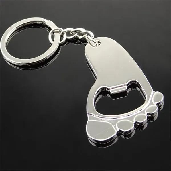 Creative Foot Shaped Metal Keychain Bottle Opener Key Ring