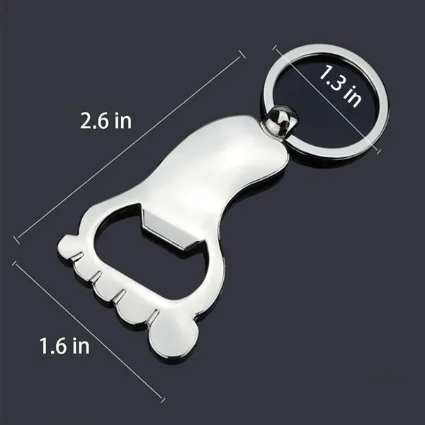 Creative Foot Shaped Metal Keychain Bottle Opener Key Ring