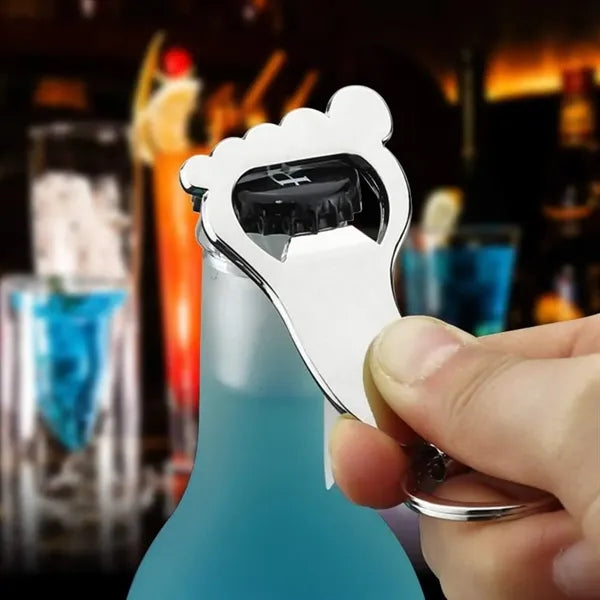 Creative Foot Shaped Metal Keychain Bottle Opener Key Ring