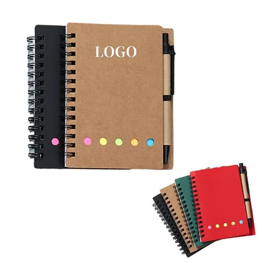 Spiral Notebook With Pen In Holder And Tabs