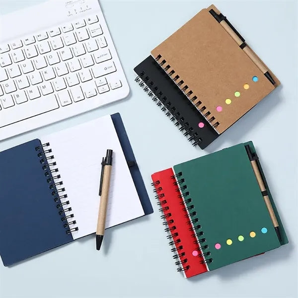 Spiral Notebook With Pen In Holder And Tabs