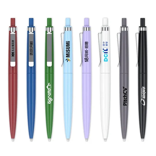 Retractable Plastic Advertising Ball Pen with Metal Clip