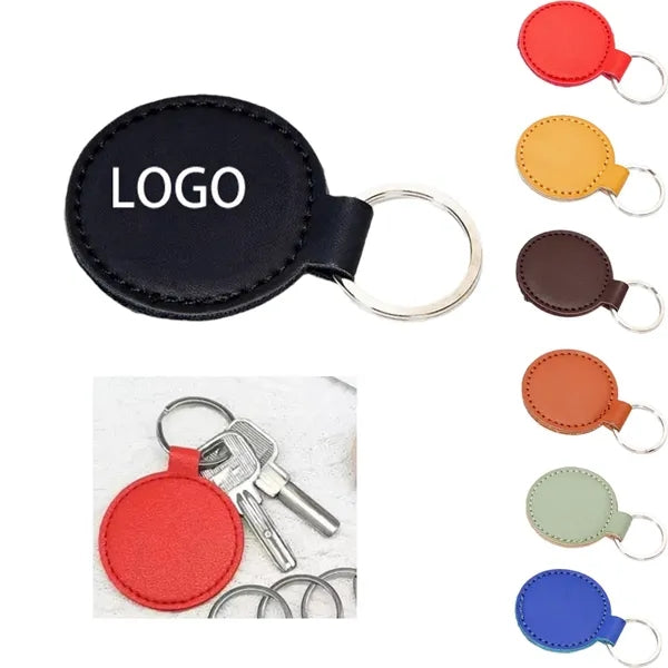 Round Leather Car Keychain