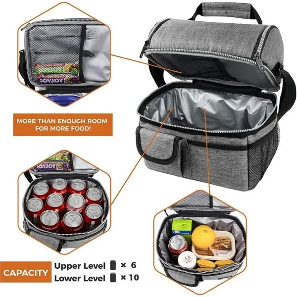 Insulated Dual Compartment Lunch Bag