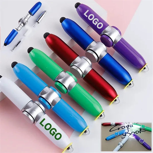 Rotating Ballpoint Pen with LED Light Anti Stress Gift Toys