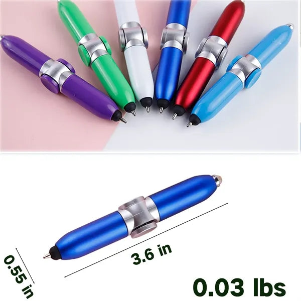 Rotating Ballpoint Pen with LED Light Anti Stress Gift Toys