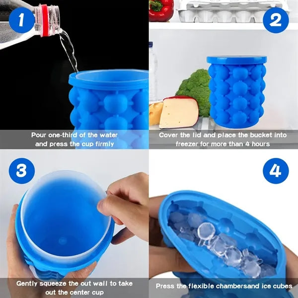 Silicone Ice Bucket with Lid For Frozen Beverages