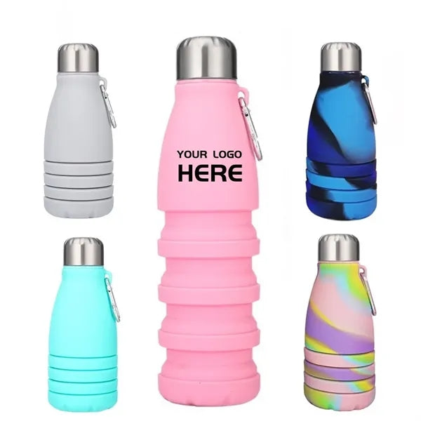 18.5oz Foldable Sports Bottles With Carabiner