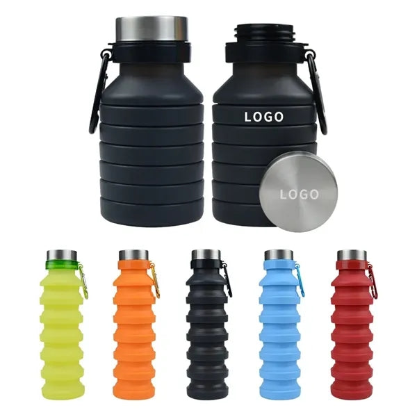 18 Oz Travel Collapsible Silicone Water Bottle