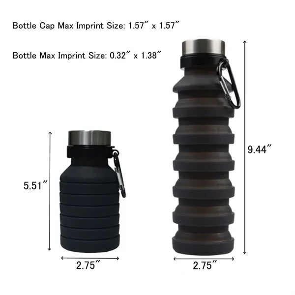 18 Oz Travel Collapsible Silicone Water Bottle