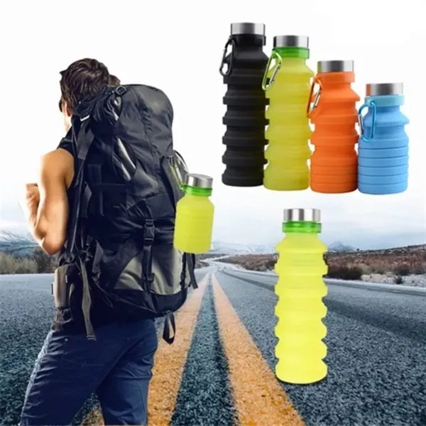 18 Oz Travel Collapsible Silicone Water Bottle