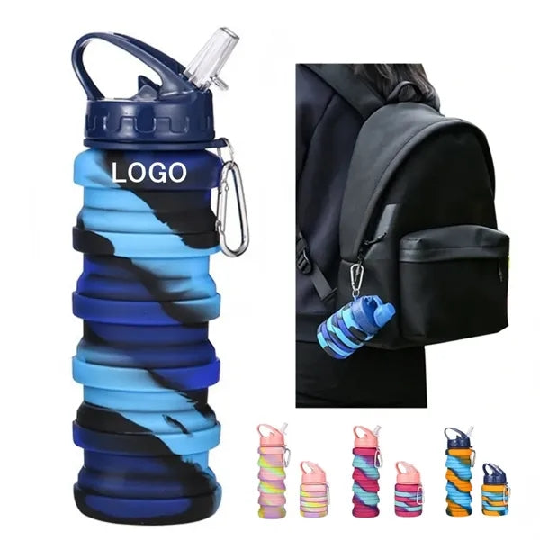 16oz Collapsible Water Bottle With Straw