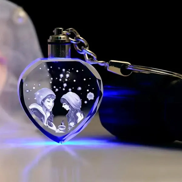Heart Shaped LED Light Crystal Keychain