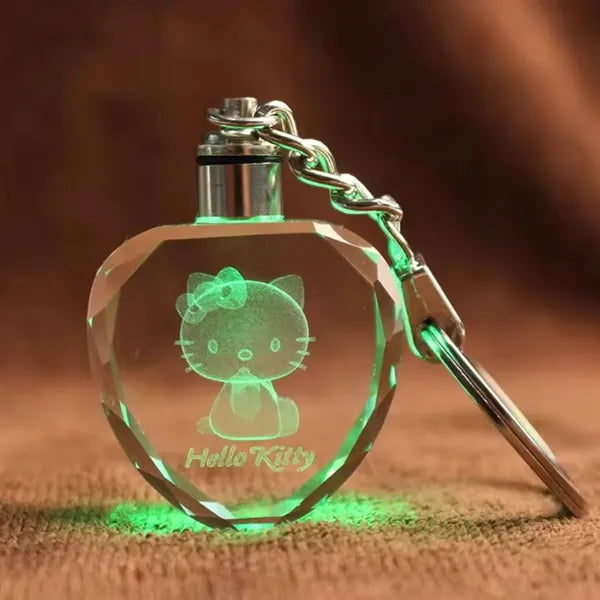 Heart Shaped LED Light Crystal Keychain