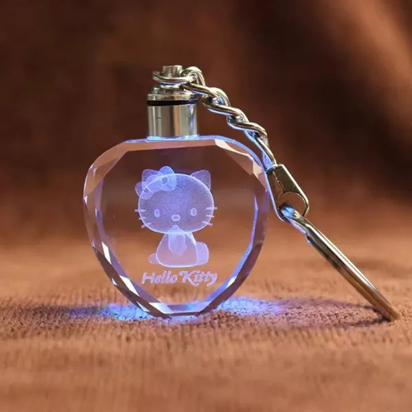 Heart Shaped LED Light Crystal Keychain