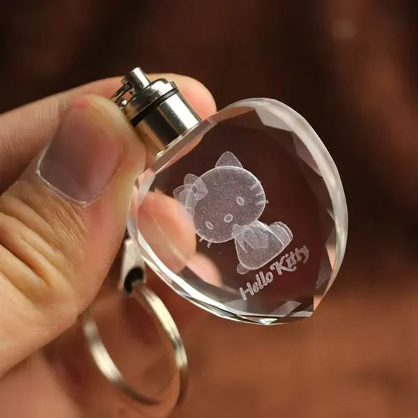 Heart Shaped LED Light Crystal Keychain