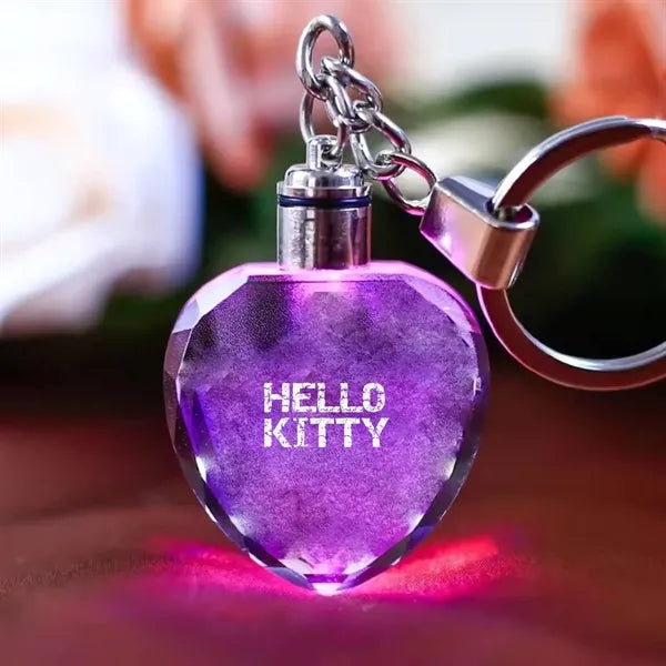 Heart Shaped LED Light Crystal Keychain