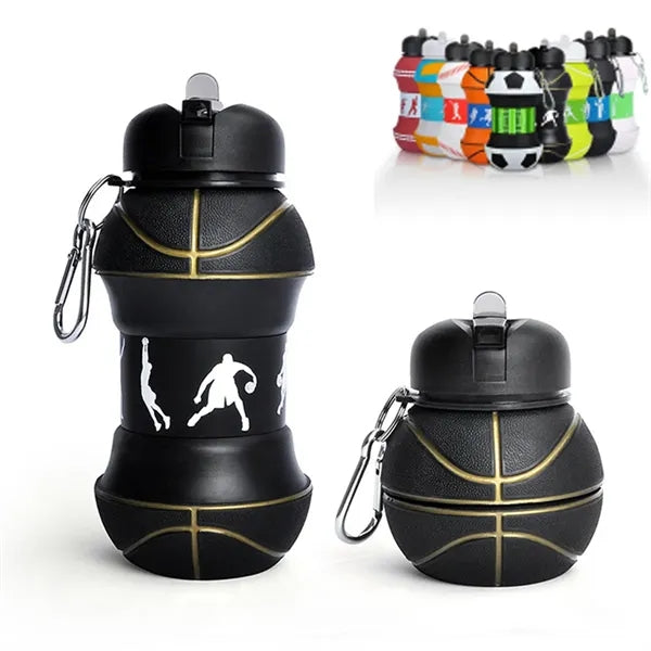 Art Clip-On Collapsible Silicone Ball Water Bottle For Kids