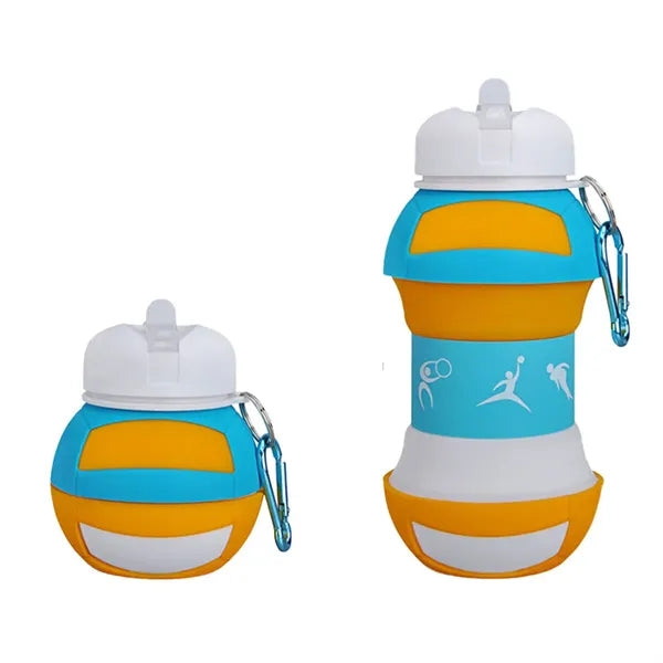Art Clip-On Collapsible Silicone Ball Water Bottle For Kids