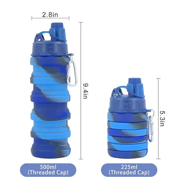 16Oz Portable Foldable Water Bottle With Carabiner