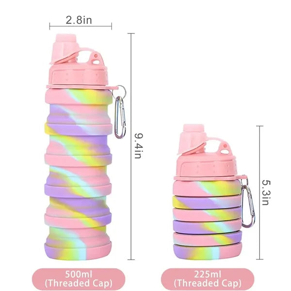 16Oz Portable Foldable Water Bottle With Carabiner