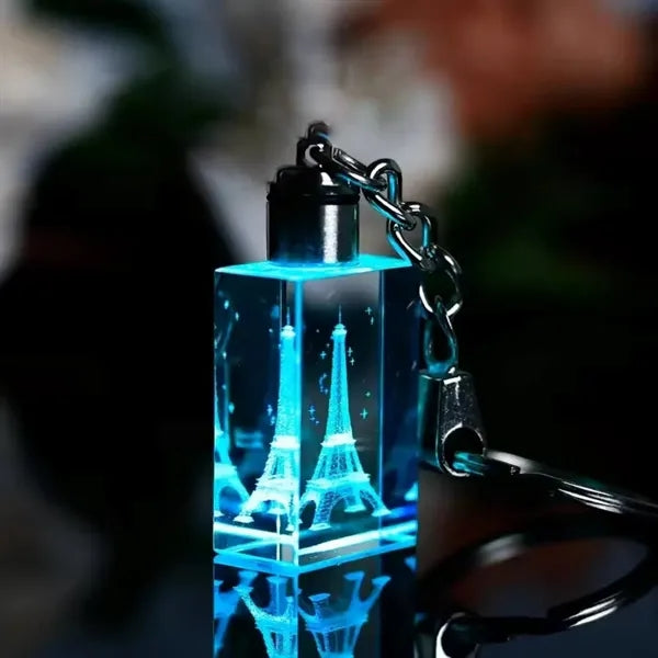 Cuboid Shaped LED Light Crystal Keychain