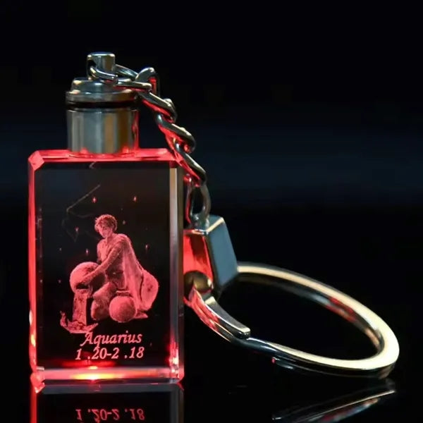 Cuboid Shaped LED Light Crystal Keychain
