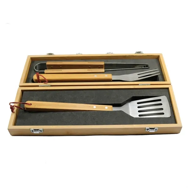3-Piece Custom Bamboo Grilling Barbecue Tool Set