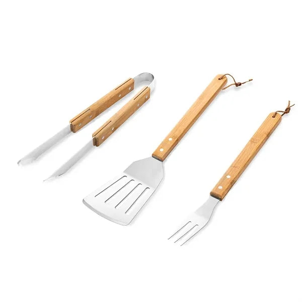 3-Piece Custom Bamboo Grilling Barbecue Tool Set