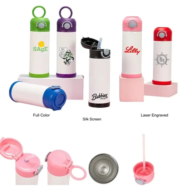 12 oz Stainless Steel Vacuum Insulated Kids Straw Bottle