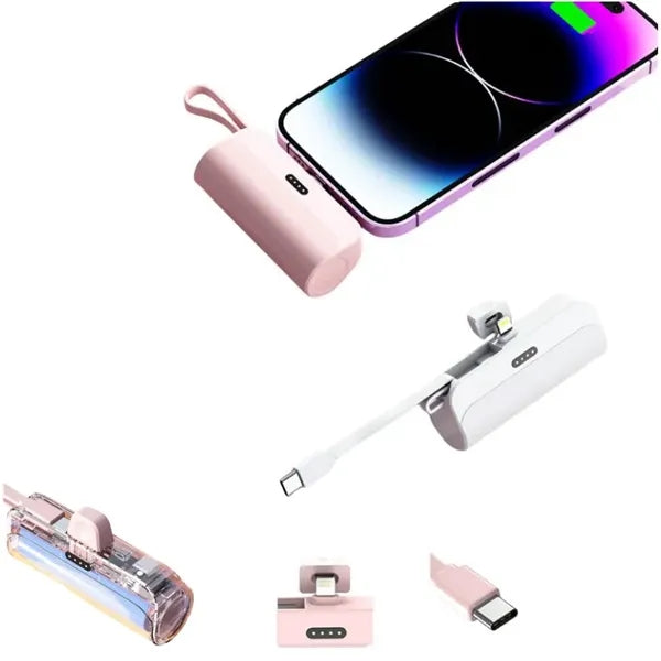 Mini 2000mAh Power Bank with Built in Cables