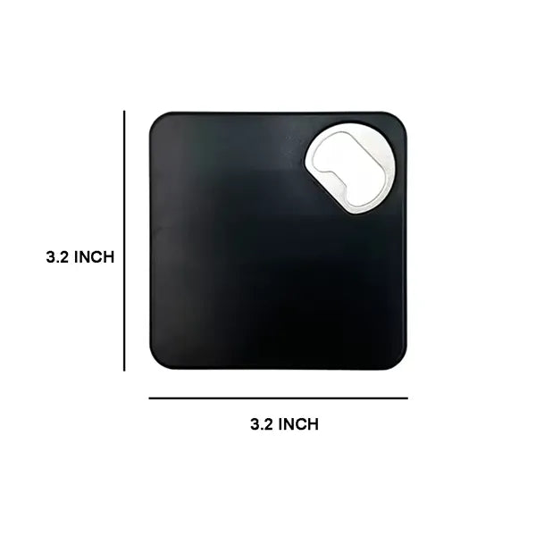 3.2" Thickened Plastic Square Coaster with Bottle Opener