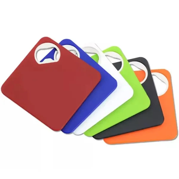 3.2" Thickened Plastic Square Coaster with Bottle Opener