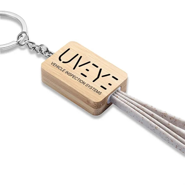Dual input bamboo wood three in one charging cable