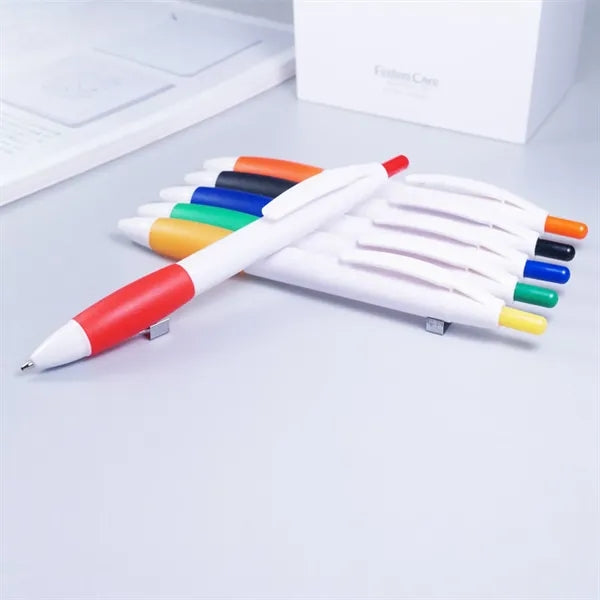 Colorful Plastic Ballpoint Pen with Rubber Grip