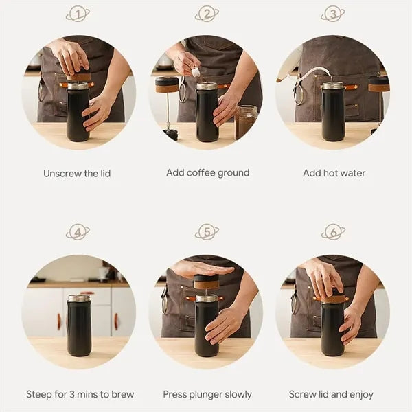 Portable French Press Car-Go Coffee Maker Insulated Bottle