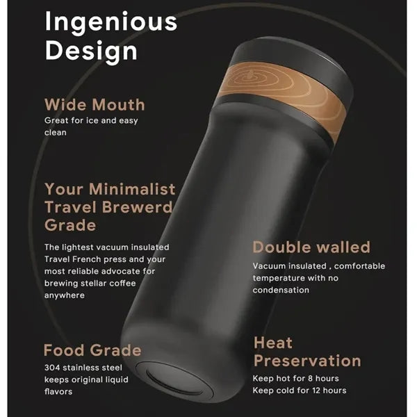 Portable French Press Car-Go Coffee Maker Insulated Bottle