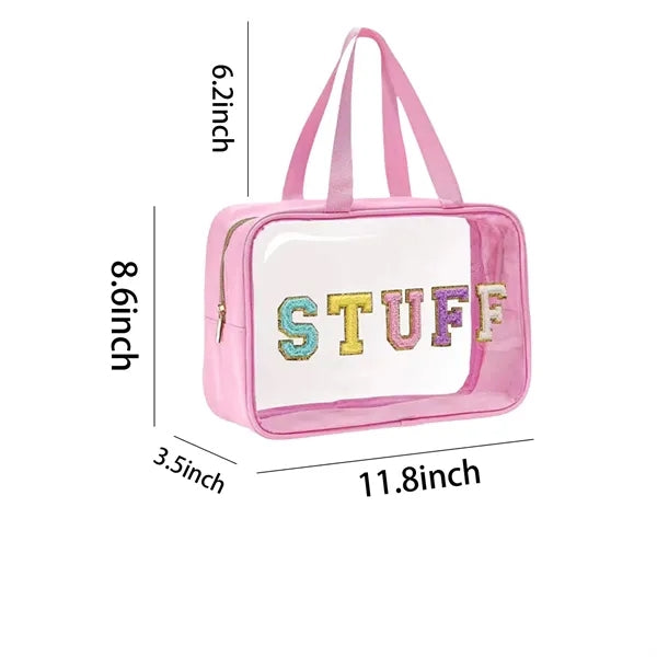 Clear Tote Travel Cosmetic Toiletry Bag with Handle and Zip