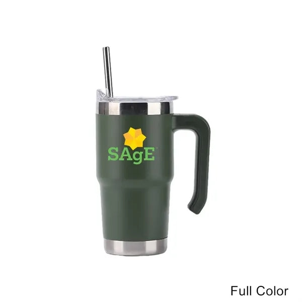 16 oz Stainless Steel Vacuum Tumbler with Handle and Straw