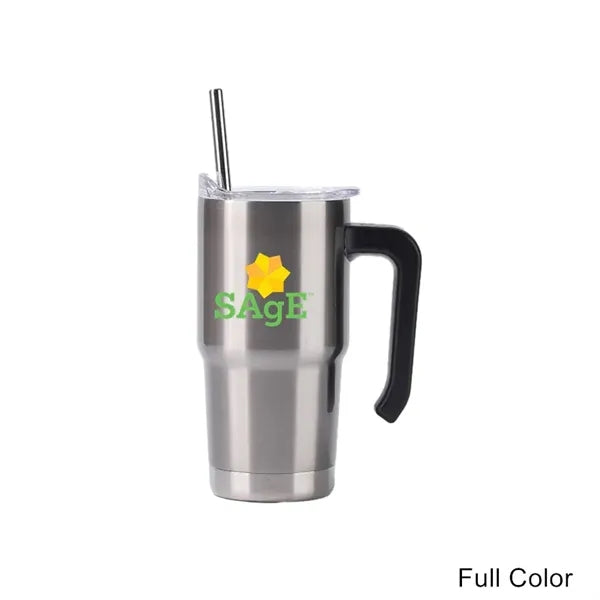 16 oz Stainless Steel Vacuum Tumbler with Handle and Straw