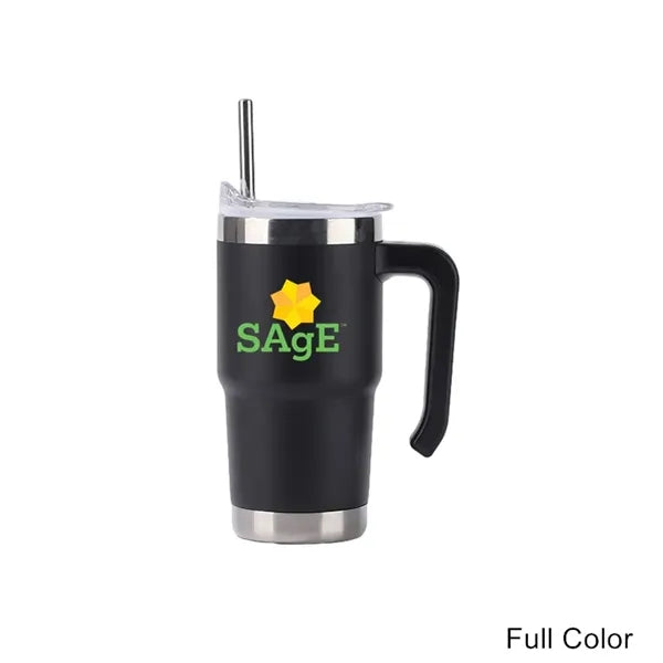 16 oz Stainless Steel Vacuum Tumbler with Handle and Straw