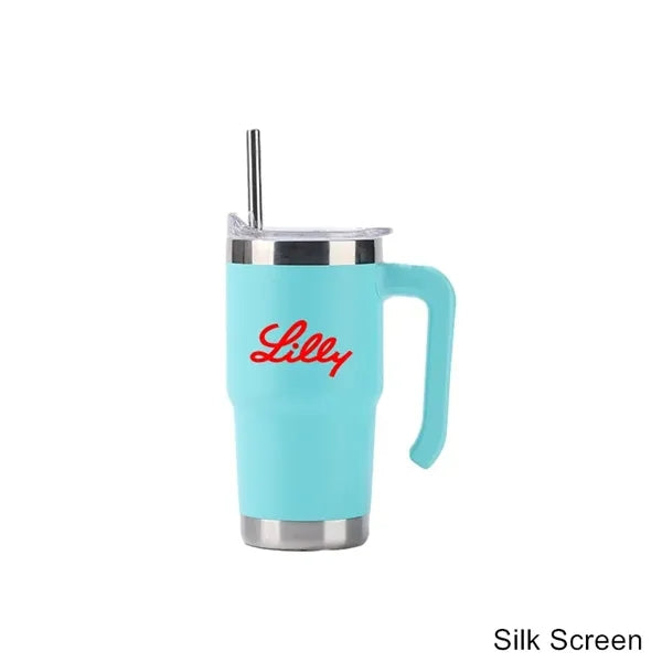 16 oz Stainless Steel Vacuum Tumbler with Handle and Straw